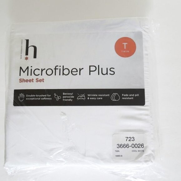 Home Expressions Microfiber Plus Sheet Set Twin White Dorm - Picture 2 of 5